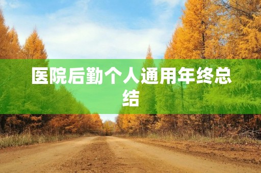 医院后勤个人通用年终总结