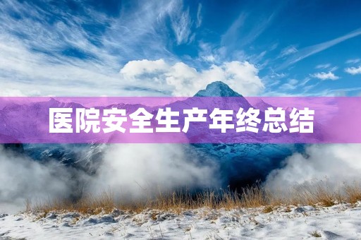 医院安全生产年终总结