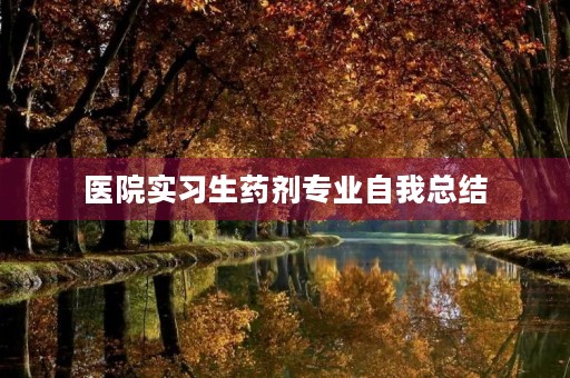 医院实习生药剂专业自我总结