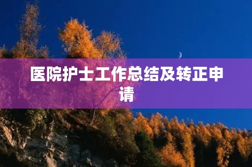 医院护士工作总结及转正申请 医院护士工作总结及转正申请