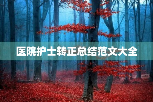 医院护士转正总结范文大全