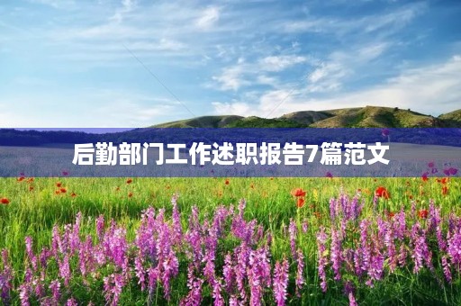后勤部门工作述职报告7篇范文