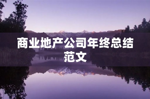 商业地产公司年终总结范文
