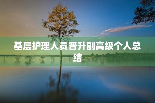 基层护理人员晋升副高级个人总结 基层护理人员晋升副高级个人总结