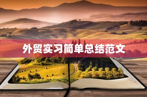 外贸实习简单总结范文 外贸实习简单总结范文