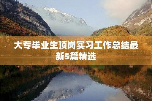 大专毕业生顶岗实习工作总结最新5篇精选 大专毕业生顶岗实习工作总结最新5篇精选