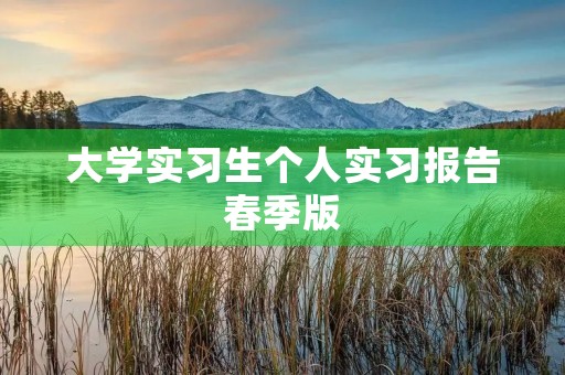 大学实习生个人实习报告春季版