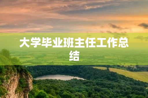 大学毕业班主任工作总结 大学毕业班主任工作总结