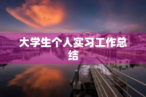 大学生个人实习工作总结【5篇】