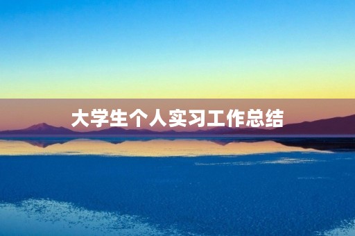 大学生个人实习工作总结（5篇）