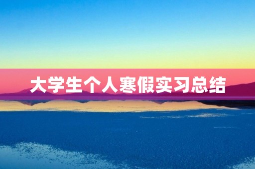 大学生个人寒假实习总结 大学生个人寒假实习总结