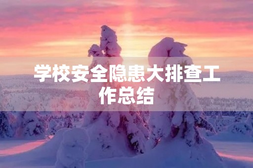 学校安全隐患大排查工作总结