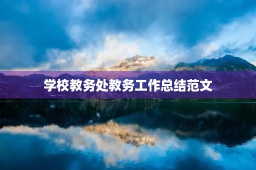 学校教务处教务工作总结范文