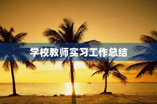 学校教师实习工作总结 学校教师实习工作总结