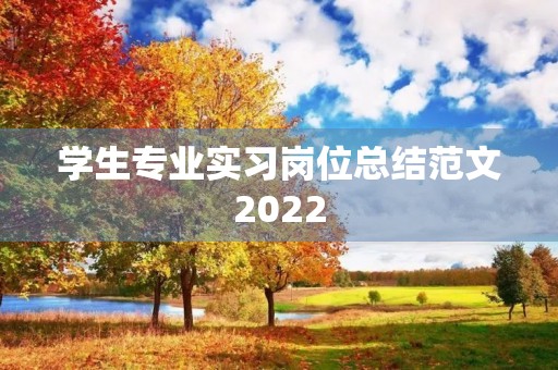 学生专业实习岗位总结范文2022 学生专业实习岗位总结范文2022