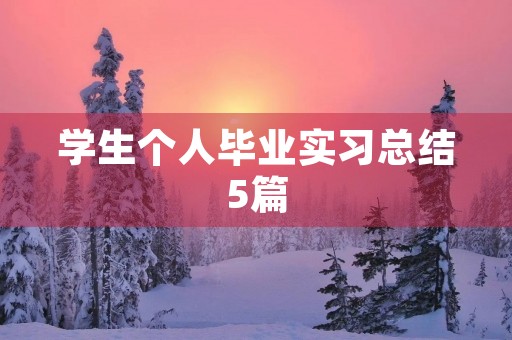学生个人毕业实习总结5篇 学生个人毕业实习总结5篇