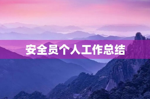 安全员个人工作总结