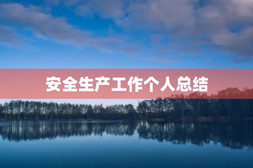 安全生产工作个人总结