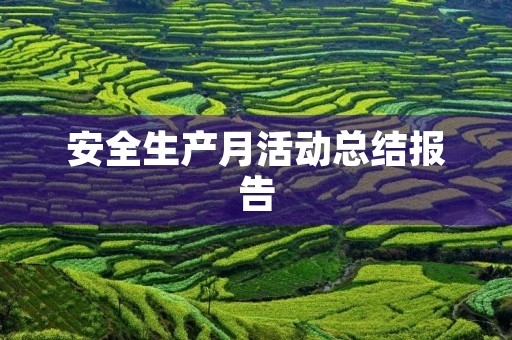 安全生产月活动总结报告 安全生产月活动总结报告