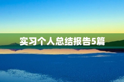 实习个人总结报告5篇 实习个人总结报告5篇