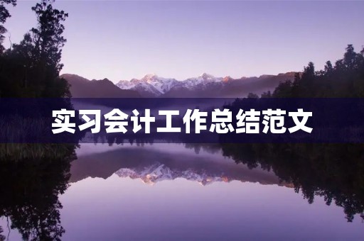 实习会计工作总结范文 实习会计工作总结范文