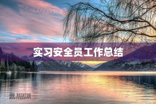 实习安全员工作总结