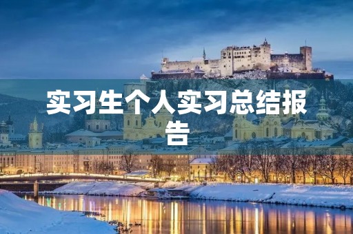 实习生个人实习总结报告 实习生个人实习总结报告