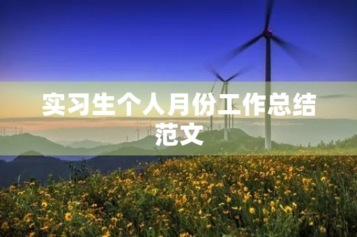 实习生个人月份工作总结范文 实习生个人月份工作总结范文