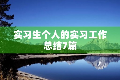 实习生个人的实习工作总结7篇