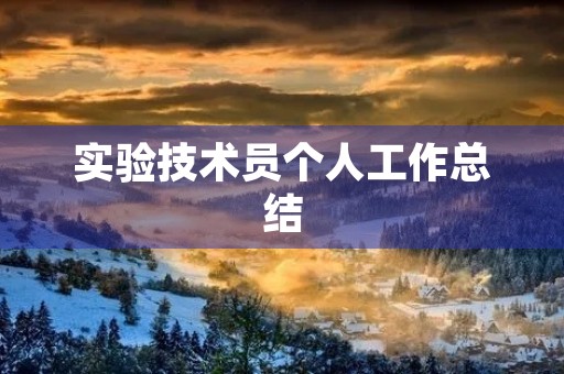 实验技术员个人工作总结