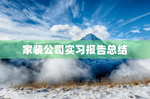 家装公司实习报告总结
