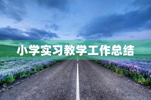 小学实习教学工作总结 小学实习教学工作总结