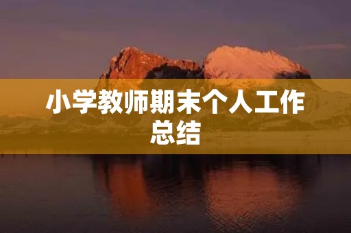 小学教师期末个人工作总结