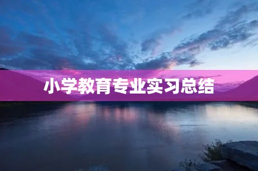 小学教育专业实习总结 小学教育专业实习总结