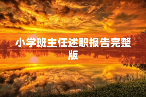 小学班主任述职报告完整版