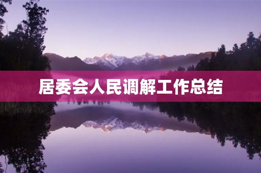 居委会人民调解工作总结