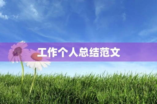 工作个人总结范文 工作个人总结范文
