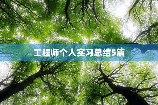 工程师个人实习总结5篇 工程师个人实习总结5篇