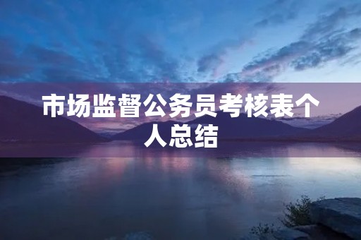 市场监督公务员考核表个人总结