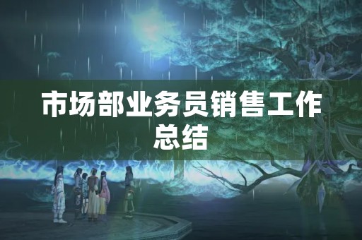 市场部业务员销售工作总结