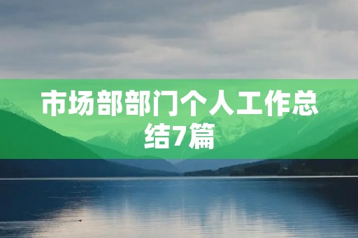 市场部部门个人工作总结7篇