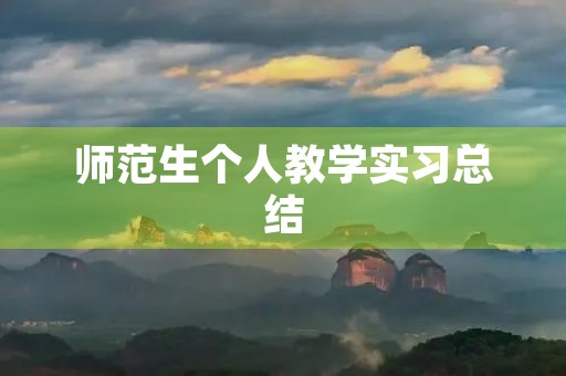 师范生个人教学实习总结