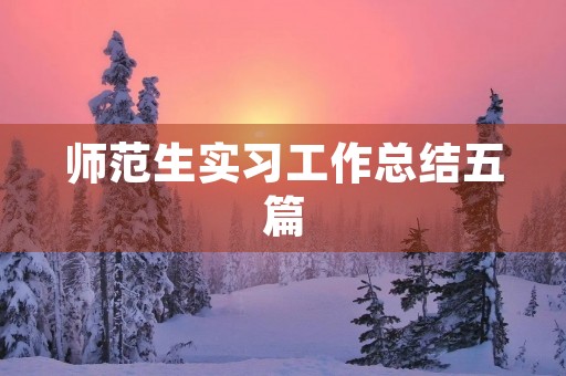 师范生实习工作总结五篇 师范生实习工作总结五篇