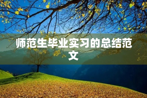 师范生毕业实习的总结范文 师范生毕业实习的总结范文