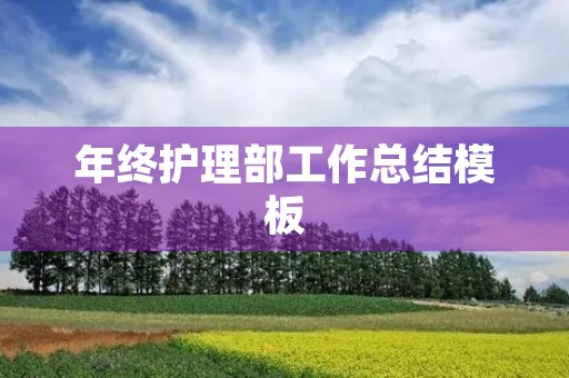 年终护理部工作总结模板