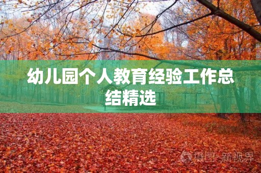 幼儿园个人教育经验工作总结精选