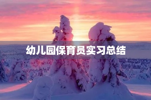 幼儿园保育员实习总结（通用10篇）