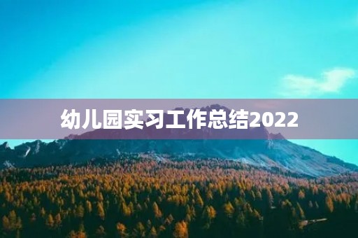 幼儿园实习工作总结2022 幼儿园实习工作总结2022