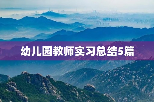 幼儿园教师实习总结5篇 幼儿园教师实习总结5篇