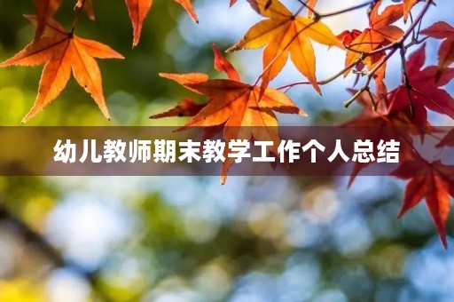 幼儿教师期末教学工作个人总结